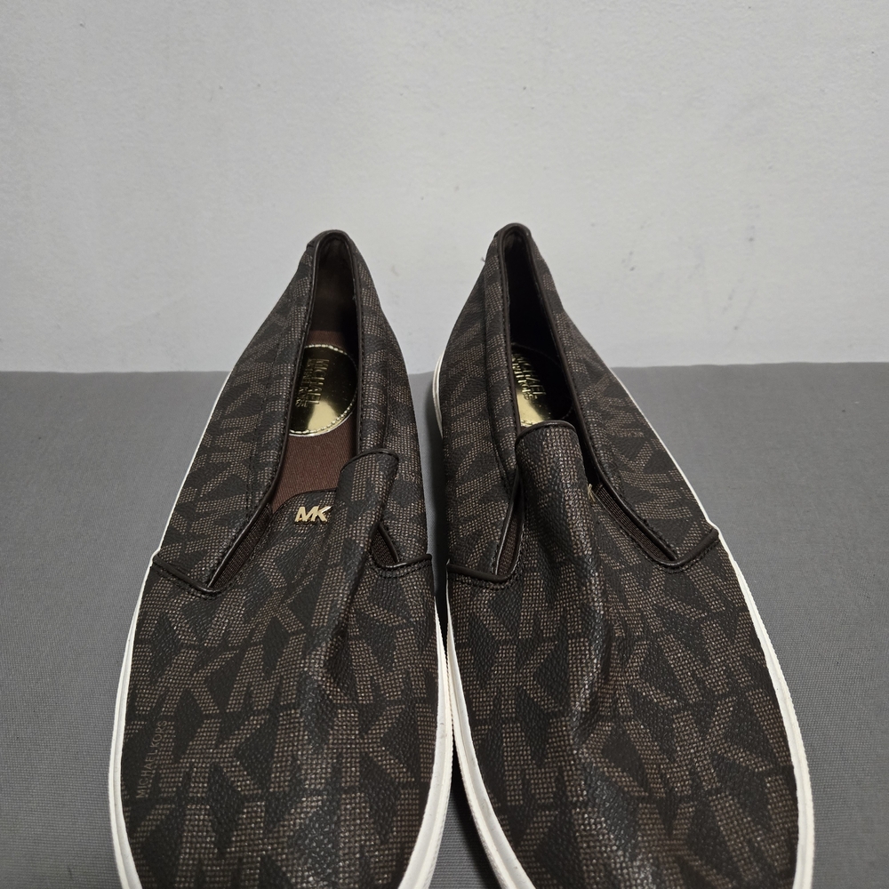 Michael Kors Men's Dark Brown MK Logo Slip-On Sneakers